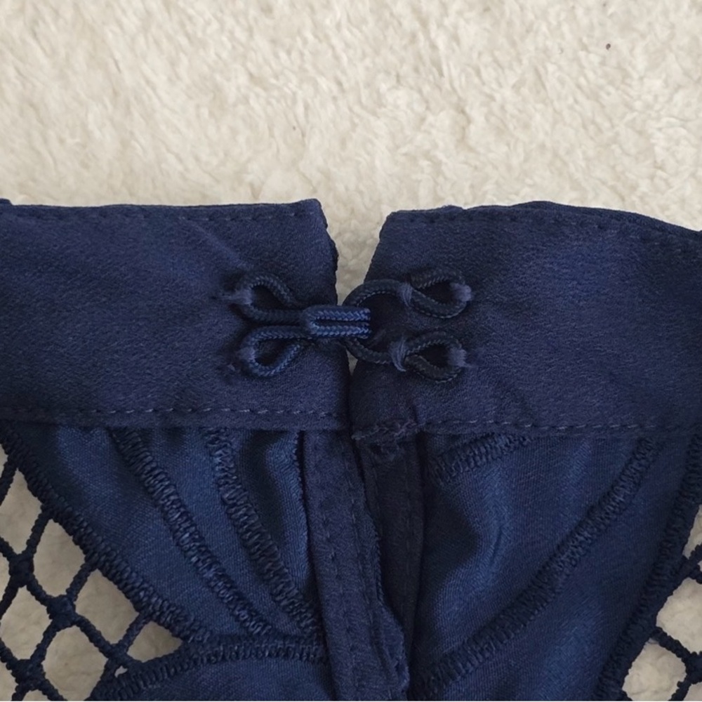 Lilly Pulitzer “Denise” Navy Blue Floral Eyelet Lace Midi Dress - Picture 8 of 11